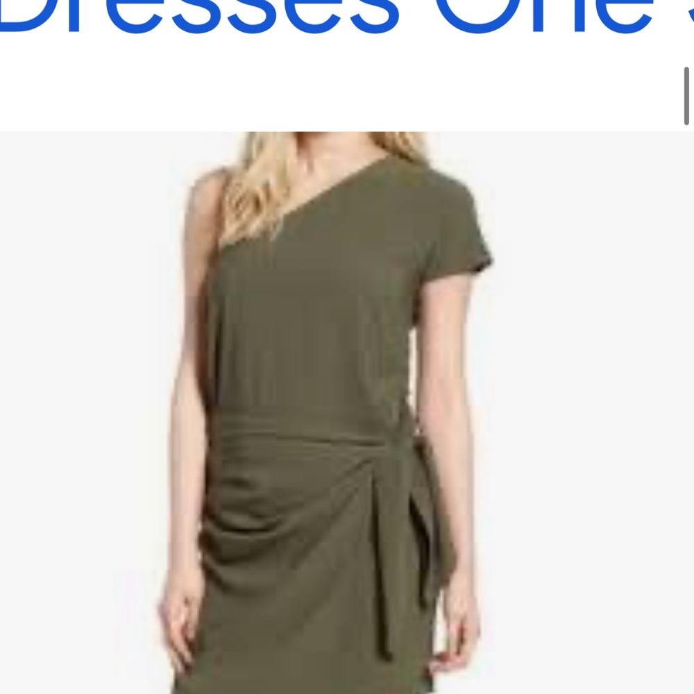 Trouve Elegant Olive Green One-Shoulder Dress